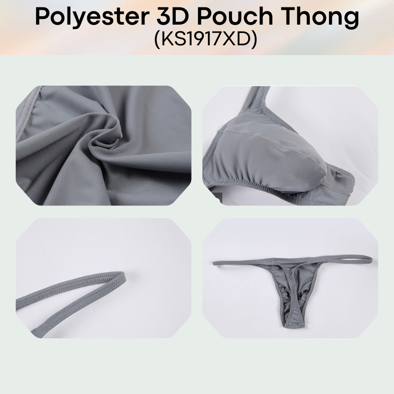 Men's Thong: Polyester 3D Pouch Low Rise Thong (KS1917XD)