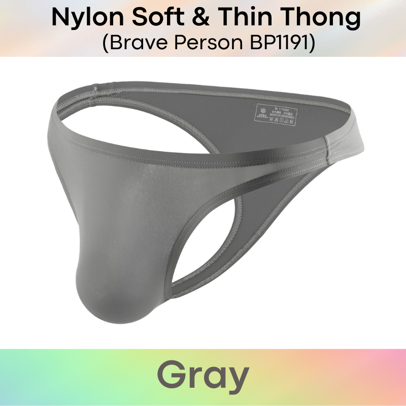 Men's Thong: Nylon Wide Front Close to Skin Thong Underwear (BP1191)