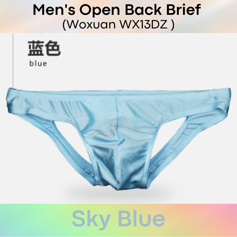 Men's Brief : Open Back Low Waist Metallic Brushed Polyester Brief (Woxuan WX13DZ)