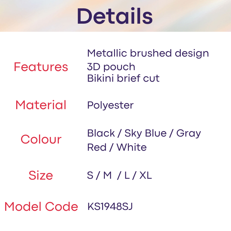Men's Brief: Polyester Metallic Brushed Bikini Brief with 3D Pouch (KS1948SJ)