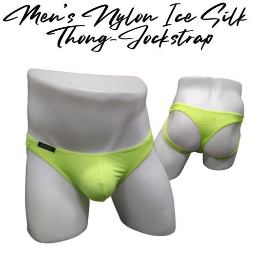 Men's Thong: Nylon Ice Silk Thong and Jockstrap Combination Underwear (JM260)