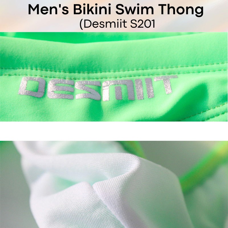 Men's Swimwear: Nylon Bikini Swim Thong with Inner Drawstring (S201)