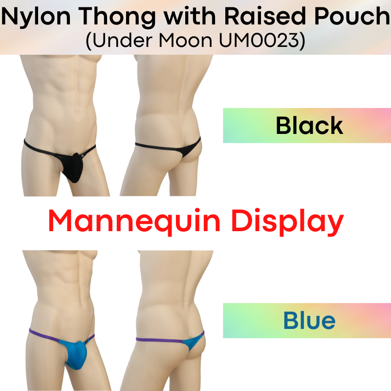 Men's Thong : Nylon Thong with Raised 3D Pouch (Under Moon UM0050)