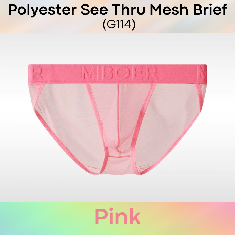 Men's Brief: Polyester Mesh See Through Brief Underwear (G114)