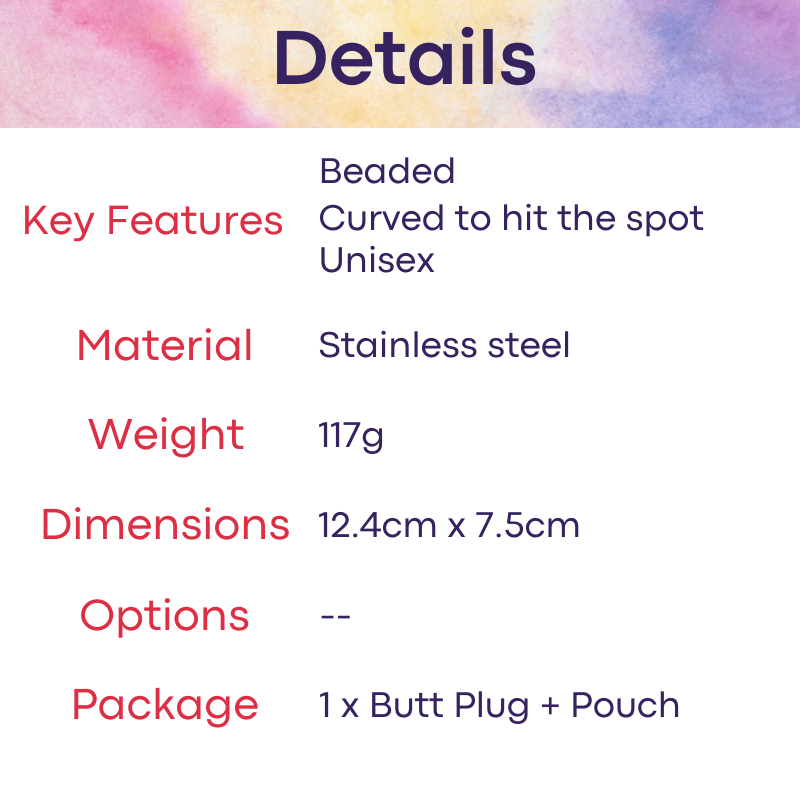 Adult Toy : Stainless Steel Curved Beaded Butt Plug (AL651720186949)