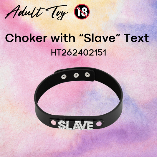 Men's Lifestyle: PU Choker with "Slave" Glittery Embellishment with Adjustable Stud Button (HT262402151)