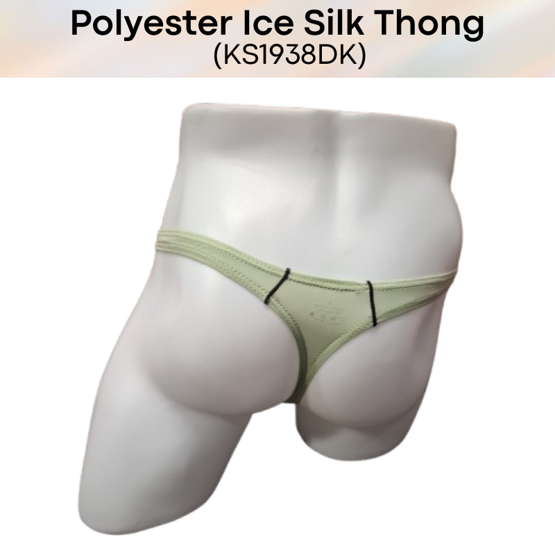 Men's Thong: Polyester Ice Silk Thin Low Waist Thong Underwear (KS1938DK)