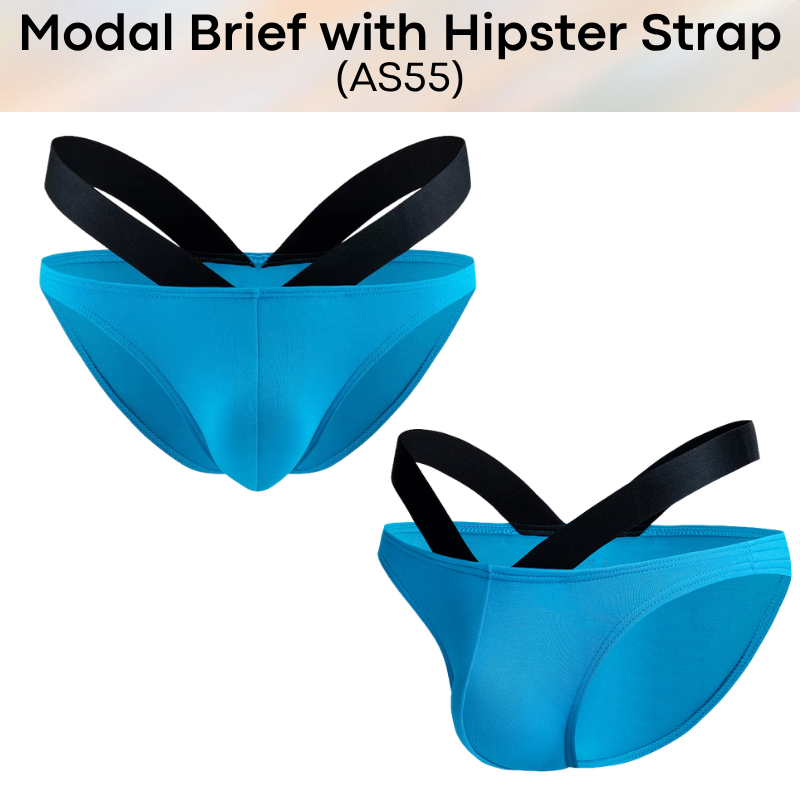 Men's Brief: Modal Bikini Brief with Hip V Strap Underwear (AS55)