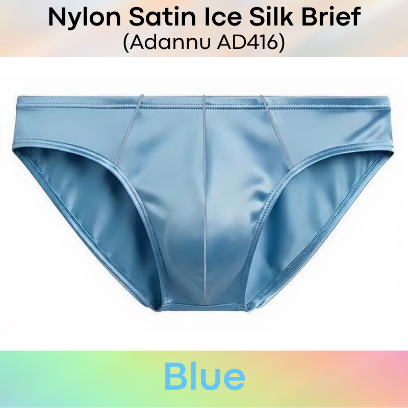 Men's Brief: Nylon Satin Ice Silk Brief Underwear (AD416)