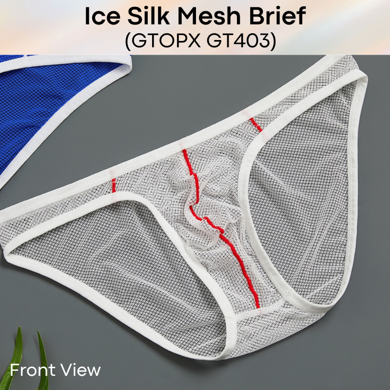 Men's Brief : Nylon Ice Silk Mesh Brief with Contour Lines (GTOPX GT403)