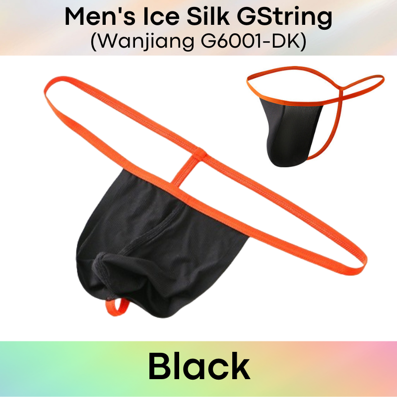 Men's Thong : Ice Silk Low Waist GString (Wanjiang G6001-DK)