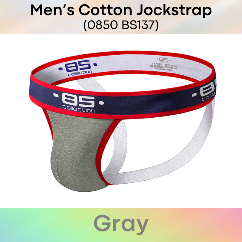 Men's Jockstrap: Cotton Double Layer Pouch Jockstrap with Wide Waistband (BS137)