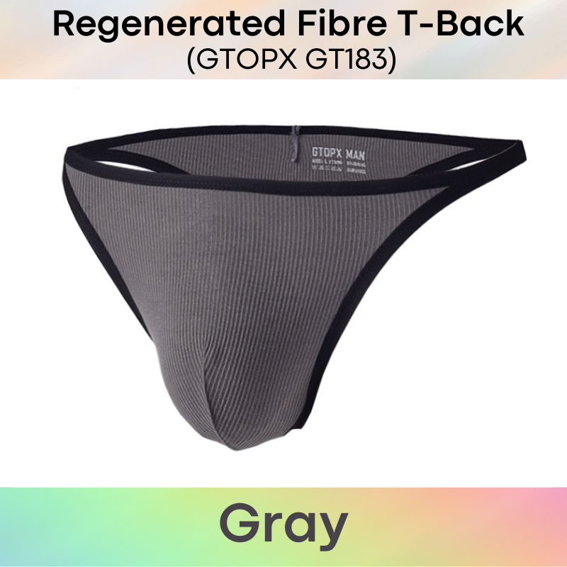 Men's Thong: Regenerated Fibre Line Textured Low Waist T Back (GT183)