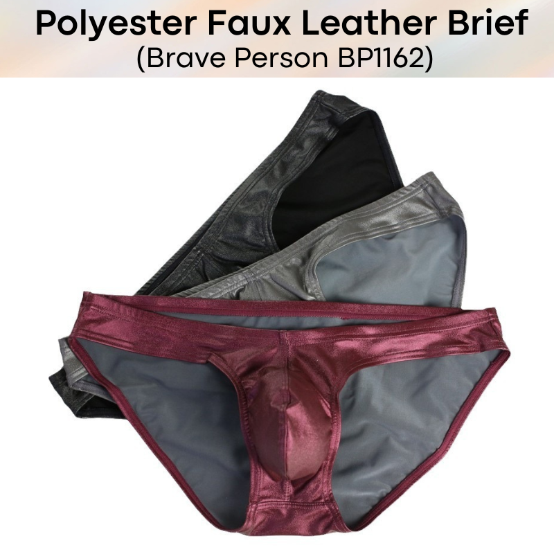 Men's Brief : Polyester Faux Leather Brief (Brave Person BP1162)