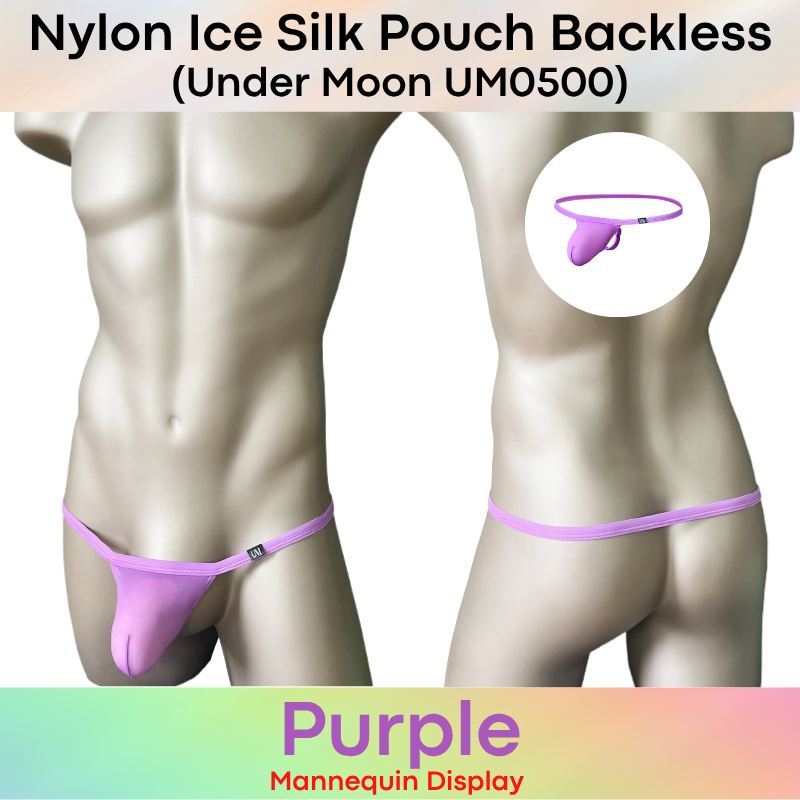 Men's GString: Nylon Ice Silk Pouch with Groin Buckle Backless Freedom Underwear (UM0500)