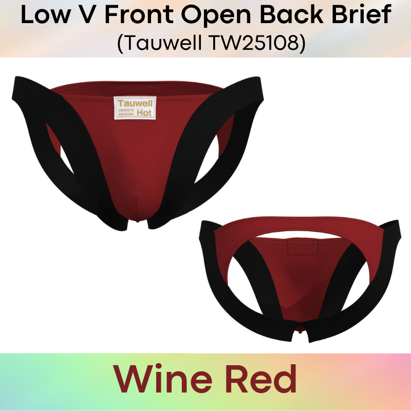 Men's Brief: Cotton Open Back Brief with Low V Front Underwear (TW25108)
