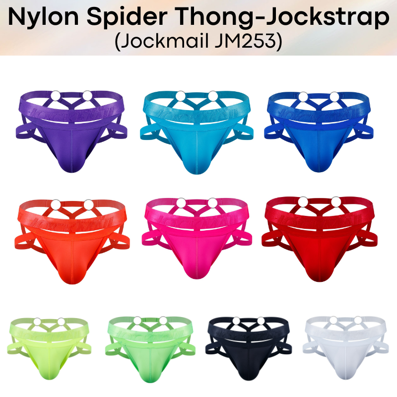Men's Jockstrap: Nylon Ice Silk Spider Jockstrap-Thong Combi Underwear (JM253)