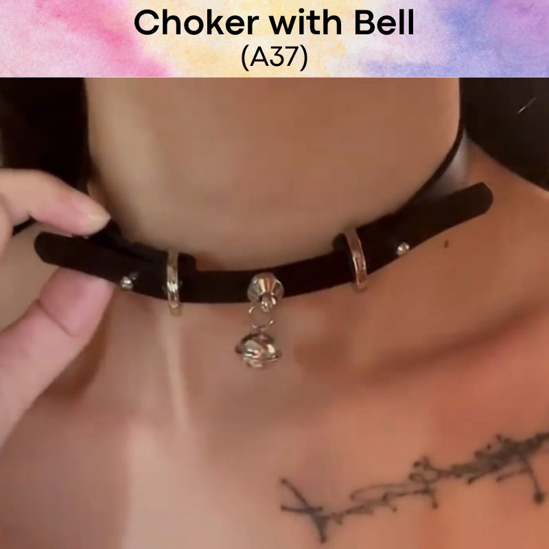 Unisex Choker: PU Choker with Bell (A37)
