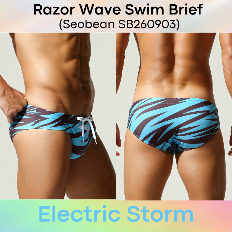 Lifestyle: Men's Razor Wave Printed Swimming Brief Trunks (SB260903)