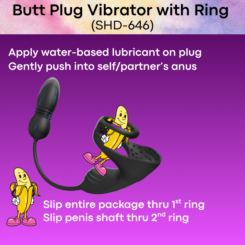 Adult Toy: Silicone Butt Plug Vibrator with Scrotum Vibrator (SHD-S646)