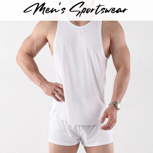 Men's Sportswear : Sleeveless Tee and Shorts with Inner Anti-Abrasion Tights (Maknsport A484/A474)