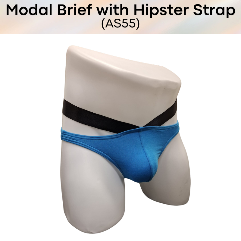 Men's Brief: Modal Bikini Brief with Hip V Strap Underwear (AS55)