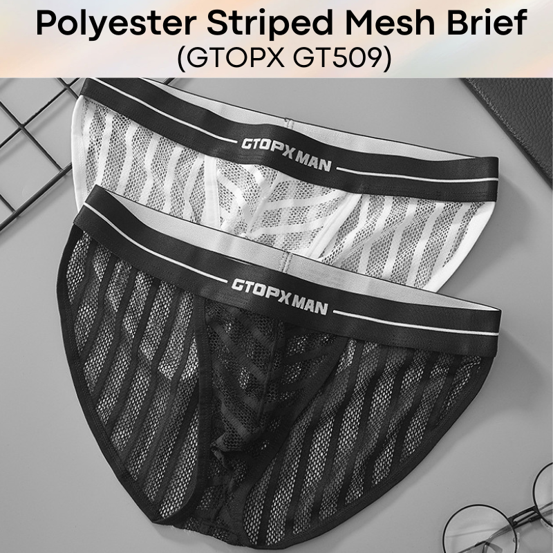 Men's Brief: Mesh Opaque Striped Brief (GT509)