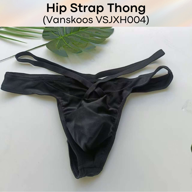 Men's Thong: Partial Mesh Pouch with Hip Strap Thong Underwear (VSJXH004)
