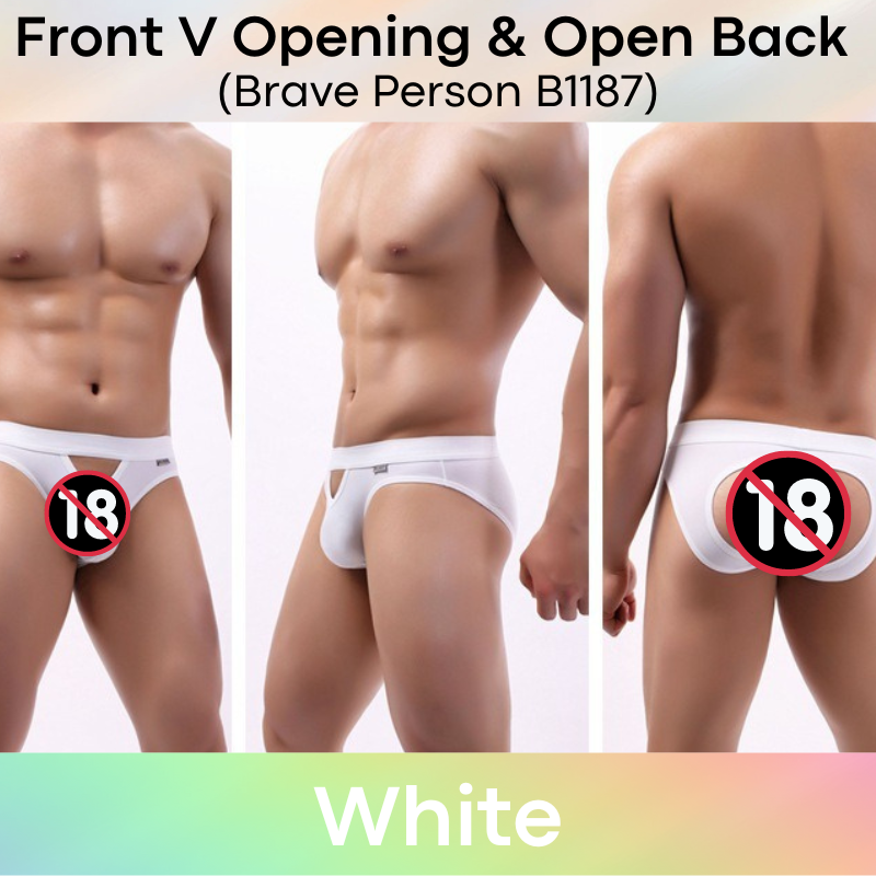 Men's Brief : Front V Opening/Open Back Underwear (Brave Person BP1187)