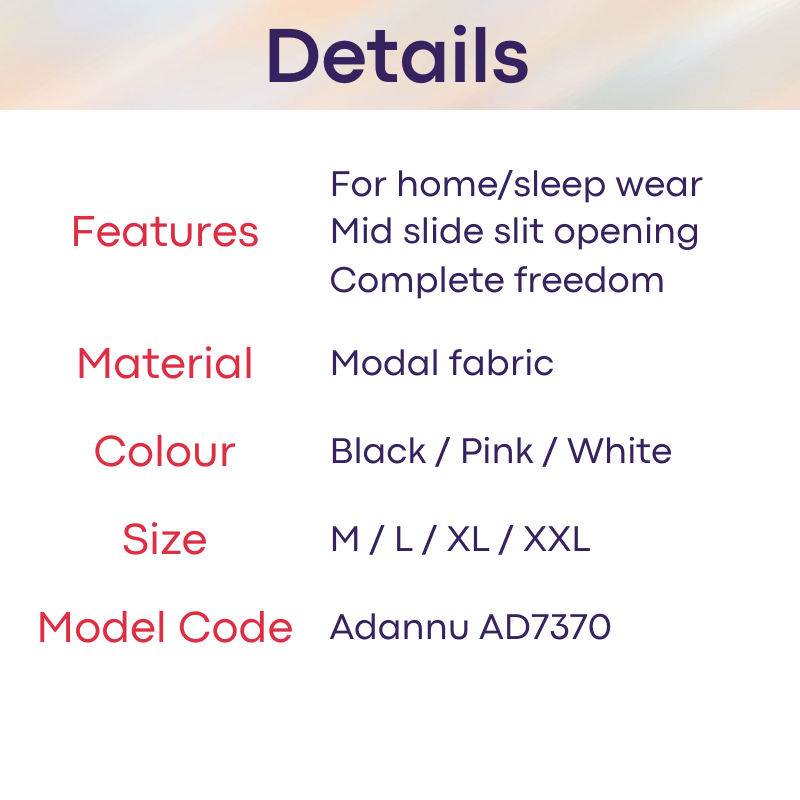 Men's Sleepwear: Modal Fabric Skirt with High Side Slit Opening (AD7370)
