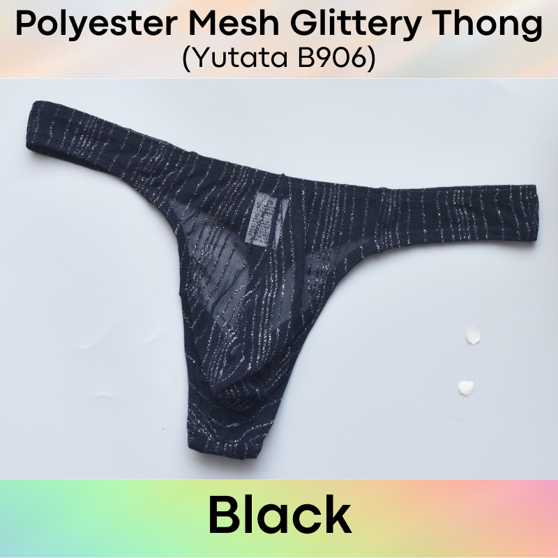 Men's Thong: Polyester Glittery Mesh Thong (B906)