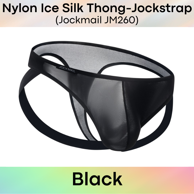 Men's Thong: Nylon Ice Silk Thong and Jockstrap Combination Underwear (JM260)