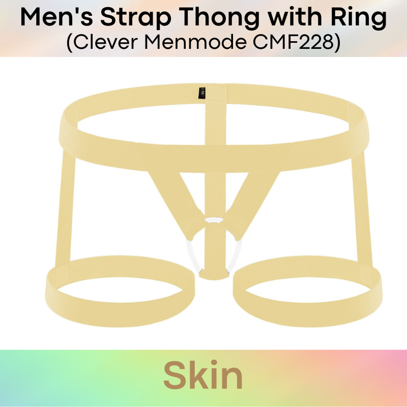 Men's Thong : Thong with Ankle Strap and Penis Ring (Clever Menmode CMF228)