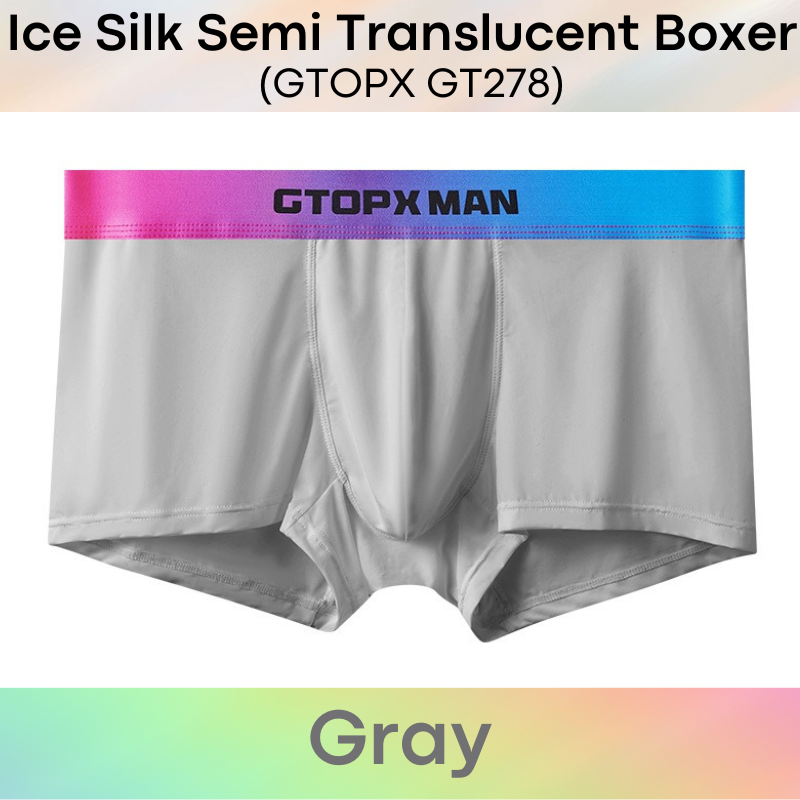 Men's Boxer : Nylon Ice Silk Semi Translucent with Double Layer Pouch (GTOPX GT278)