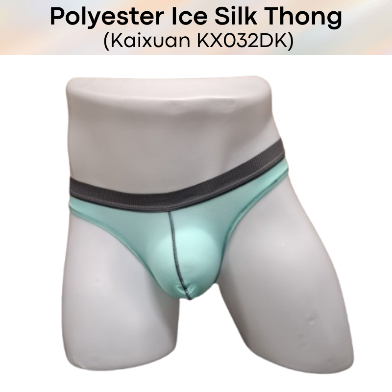 Men's Thong: Polyester Ice Silk Soft and Thin Thong Underwear (KX032DK)