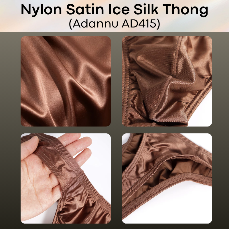 Men's Thong: Nylon Satin Ice Silk Thong Underwear (AD415)
