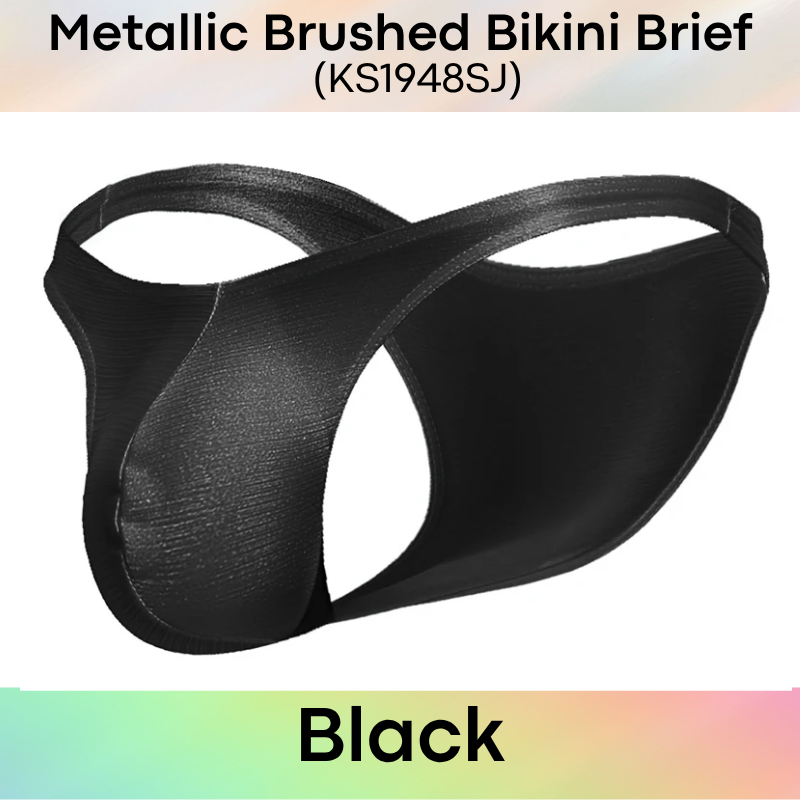 Men's Brief: Polyester Metallic Brushed Bikini Brief with 3D Pouch (KS1948SJ)