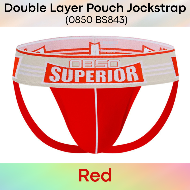 Men's Jockstrap: Cotton Double Layer Pouch with Spandex Waistband (BS843)