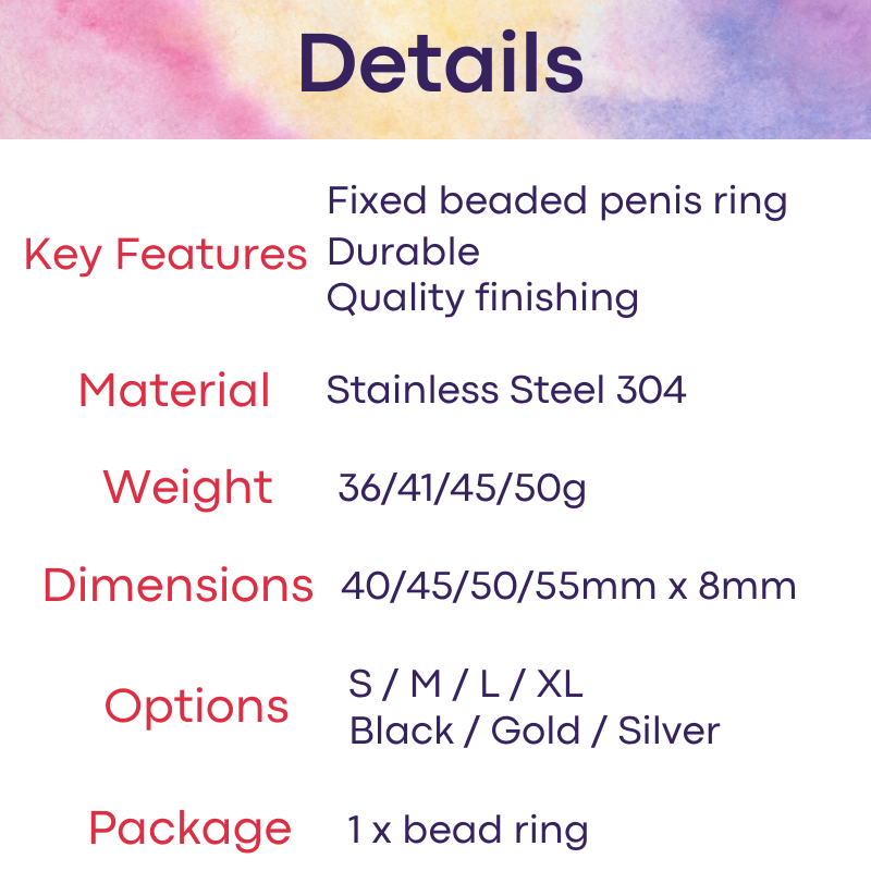 Adult Toy: Stainless Steel 304 Beaded Penis Ring (FRRK230)