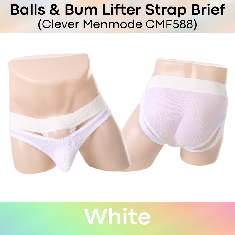 Men's Brief: Polyester Mesh Brief with Ball/Bum Lifter Strap (CMF588)