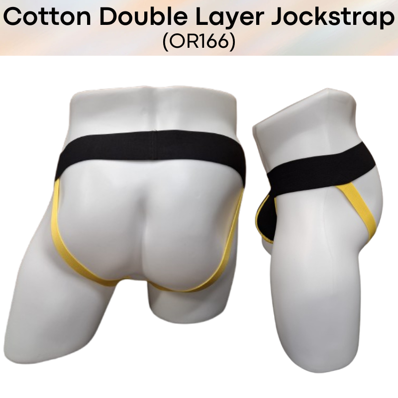 Men's Jockstrap: Cotton Double Layer 3D Pouch Jockstrap Underwear (OR166)