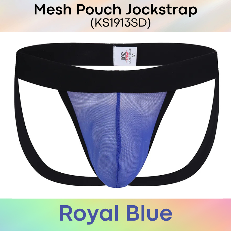 Men's Jockstrap: Polyester Mesh See Through 3D Pouch Jockstrap Underwear (KS1913SD)