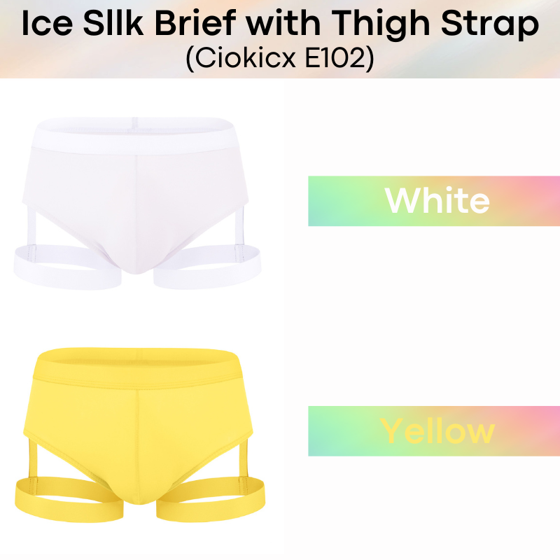 Men's Brief : Polyester Ice Silk Thin Brief with Thigh Strap (Ciokicx E102)