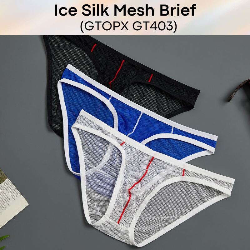 Men's Brief : Nylon Ice Silk Mesh Brief with Contour Lines (GTOPX GT403)