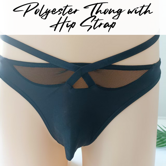 Men's Thong: Partial Mesh Pouch with Hip Strap Thong Underwear (VSJXH004)