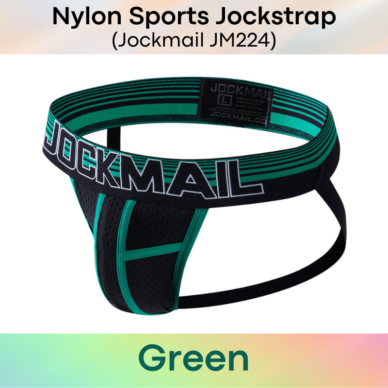 Men's Jockstrap: Nylon Perforated Double Layer 3D Pouch Rugby Sports Jockstrap (JM224)