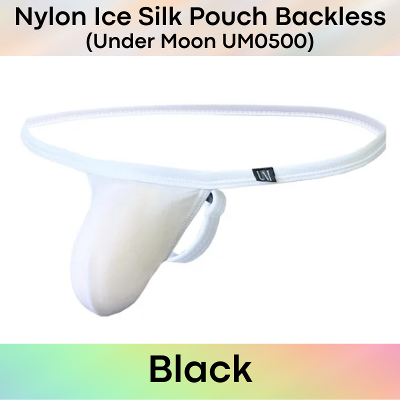 Men's GString: Nylon Ice Silk Pouch with Groin Buckle Backless Freedom Underwear (UM0500)