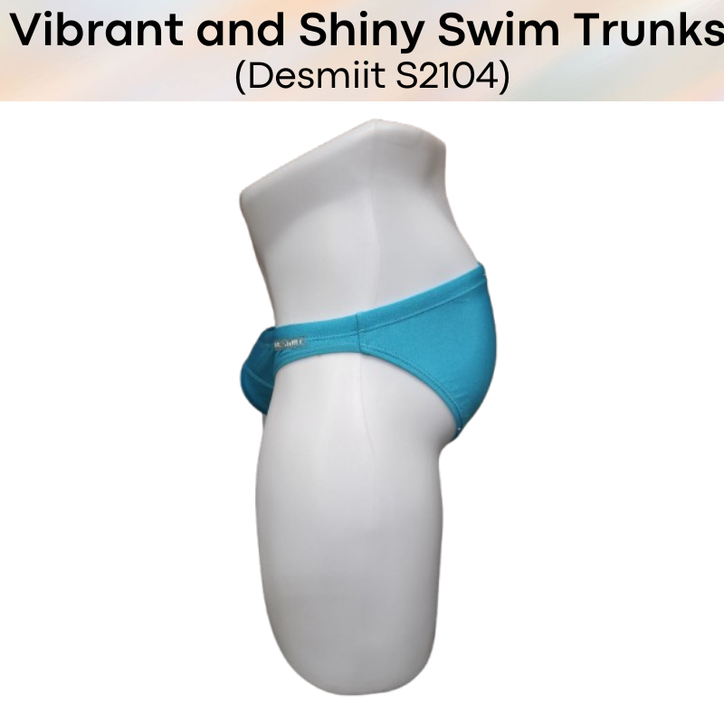 Men's Swimwear: Nylon Bikini Drawstring Swimming Trunks with 3D Convex Pouch Strip in Shiny Colours (S2104)