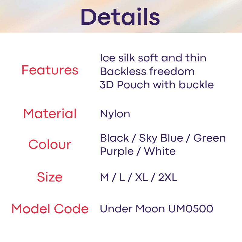 Men's GString: Nylon Ice Silk Pouch with Groin Buckle Backless Freedom Underwear (UM0500)