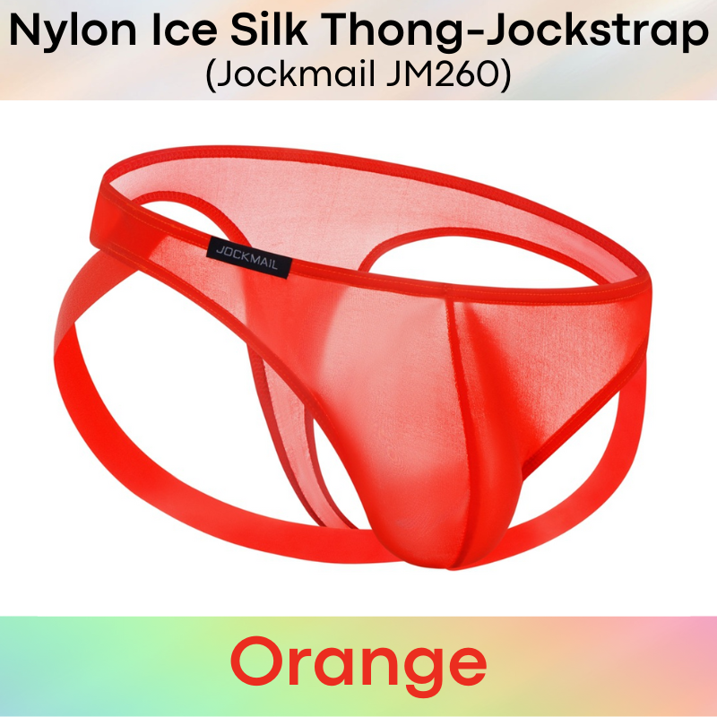 Men's Thong: Nylon Ice Silk Thong and Jockstrap Combination Underwear (JM260)